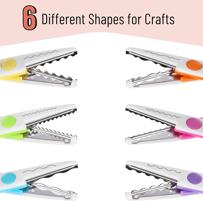 Mr. Pen- Craft Scissors Decorative Edge, 6 Pack, Retro Colors | Zig Zag Scissors for Crafting, Scrapbooking, Fancy, Pattern, Design