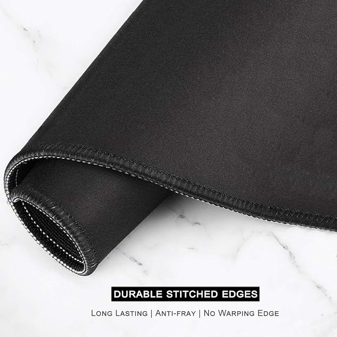 Auhoahsil Large Mouse Pad, XXL Desk Pad, Extened 35" x 15", Non-Slip Rubber Base, Stitched Edges, Superior Surface, Waterproof Keyboard Mat, Large Mousepad for Gamer, Office & Home, Black Contour