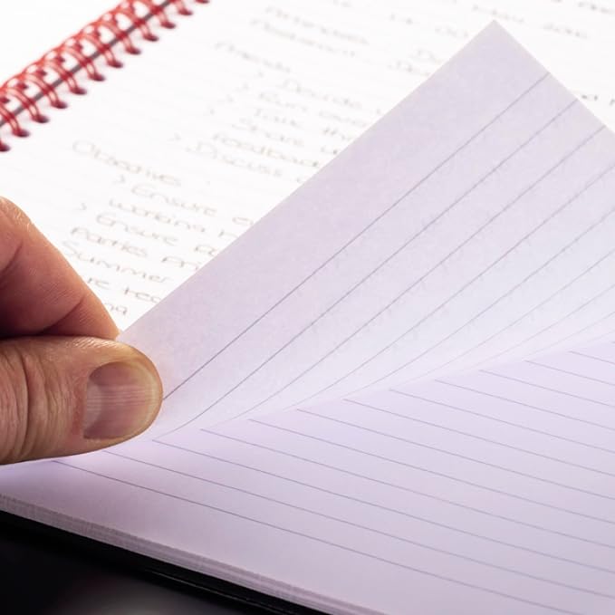 Black n' Red Notebook, Business Journal, 11-3/4" x 8-1/4", 70 Sheets, Ruled, Optik Paper, Scribzee App, Flexible Poly Cover, Wirebound, Black (E67008)
