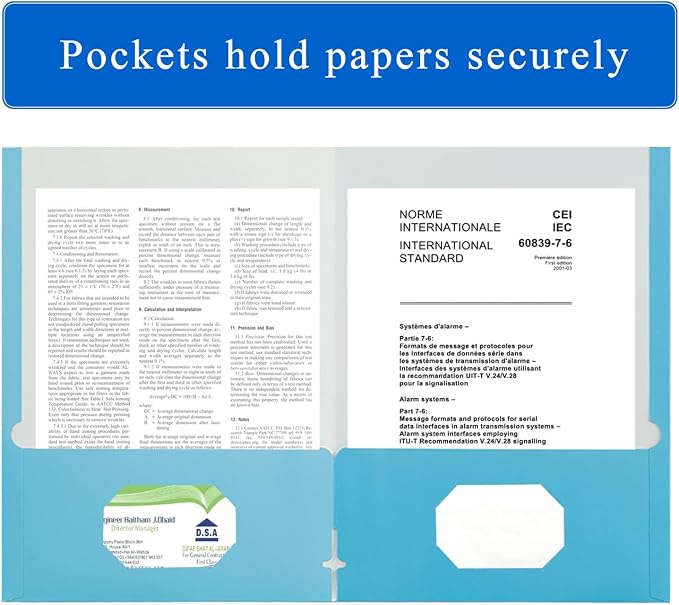 Zzrywuty File folders with Pockets,Light Blue Two folders for documents,50 Pack Paper Folders with Card Slot,Letter Size,School Students,Business,Home and Office Workers