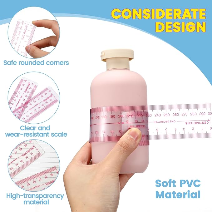 6 Pack 12 Inch Clear Plastic Metric Rulers with Centimeter Millimeter 3 Scales Straight Ruler for Classroom Measuring Tools for School Designer Architect and Engineer Back to School Supplies