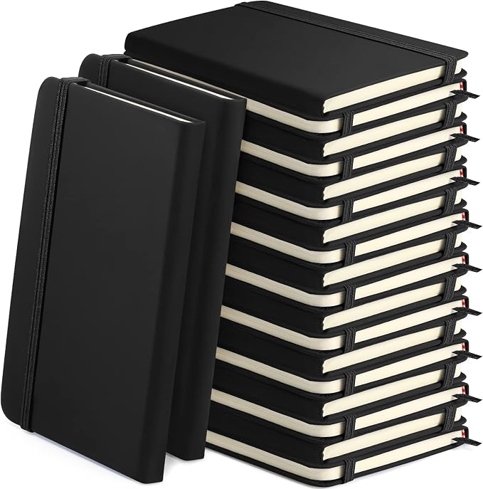 Honoson 20 Pack A5 Lined Journal Notebooks Hardcover Executive Notebook 5.5" x 8.3" PU Leather Wide Ruled Journals Bulk 160 Pages for Back to School Supplies Office Business Home (Black)