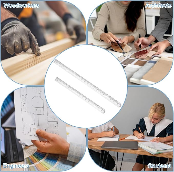 2 Pack Transparent Triangle Ruler Plastic Clear 15cm Measuring Tool Pocket Size Ruler Metric Rulers Small Architectural Scale Rulers Drafting Tools for Office and School