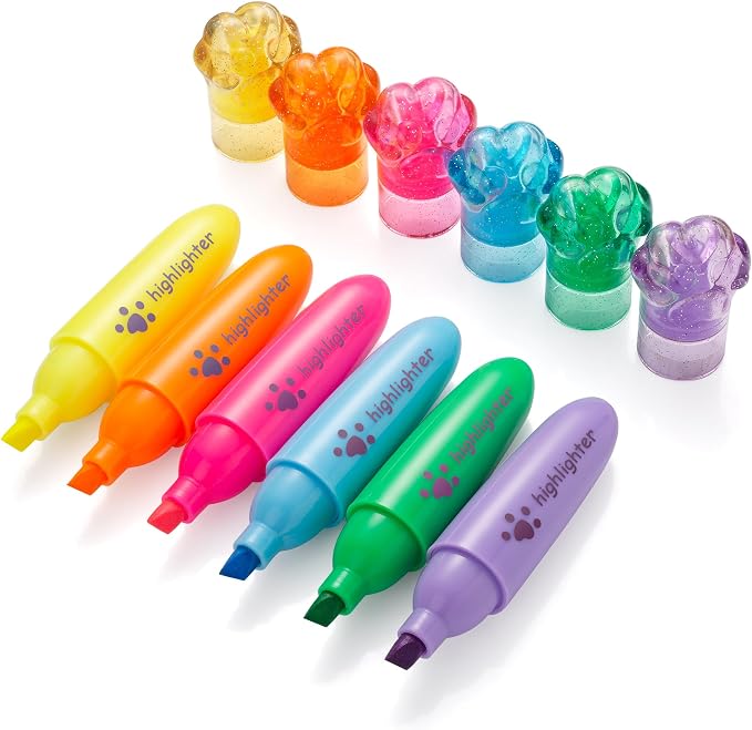 6 Pastel Highlighter Pens, Chisel Tip Quick Dry No Bleed Markers – Bible Study, Notes, Office & Back to School Supplies, 6 Colors Set (1mm + 5mm)