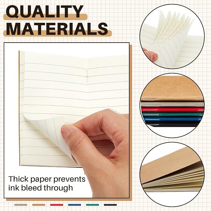 Outus 36 Pcs Pocket Notebook Mini Journal 2.5" x 4" Kraft Paper Mini Notepad Bulk Softcover Pocket Notepad Memo Diary Subject Notebooks for Student Travel School (Multicolor,Blank Cover)