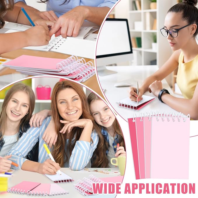 Epakh 24 Pcs Student Gift Bulk Pocket Spiral Notebook Memo Pads Mini Blank Pocket Notebooks 20 Sheets Per Notebook for School Classroom Home Office Nurses(Pink)