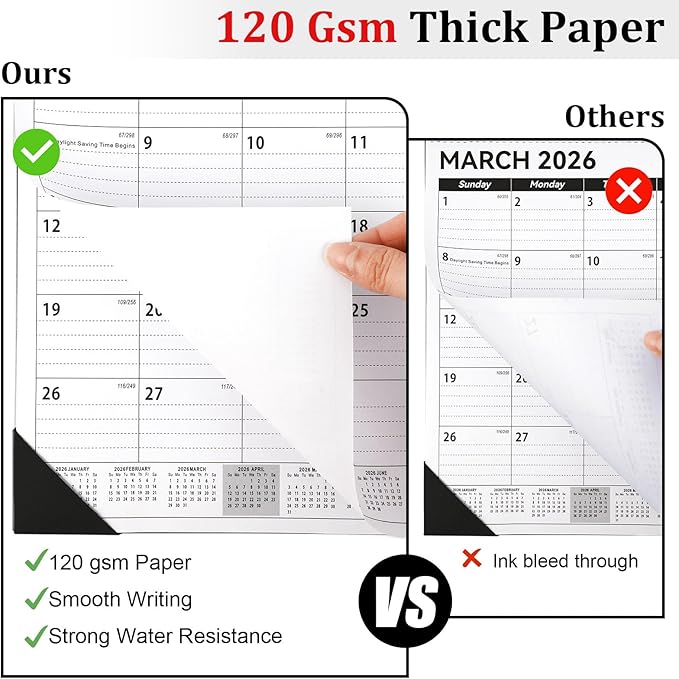 Desk Calendar 2026-2027, 14" X 11" Desktop Calendar 2026-2027, 18 Months Calander Runs from Mar. 2026 to Aug. 2027, Academic Monthly Planner for Home School Office (White and Black)
