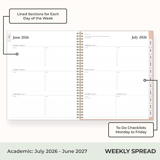 Blue Sky 2026-2027 Weekly & Monthly Academic Planner, 8.5"x11", Bengala | July 2026 - June 2027, Flexible Cover, Wirebound, Laminated Tabs, Storage Pocket, Stickers, Academic Year, The Everygirl