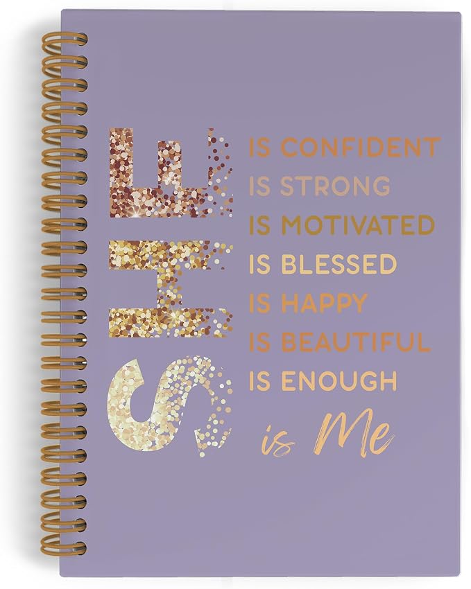 Purple Gold She Is Me Self Love Spiral Notebook, Inspirational Self Care Journal Notebook, Self Love Notebooks for School Work, Positive Office Supplies Gifts for Women Girls, 5.5x8.3 Inch