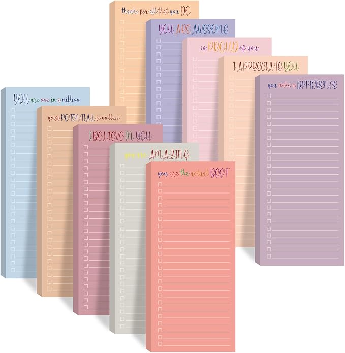 Censen 10 Pack 500 Sheets to Do List Notes Daily Checklist Notepad with 50 Sheets Undated Memo Pad Color Block Shopping List Weekly Plan Notepad Organizer Planners (Morandi,Motivation Words)