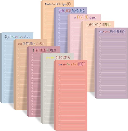 Censen 10 Pack 500 Sheets to Do List Notes Daily Checklist Notepad with 50 Sheets Undated Memo Pad Color Block Shopping List Weekly Plan Notepad Organizer Planners (Morandi,Motivation Words)