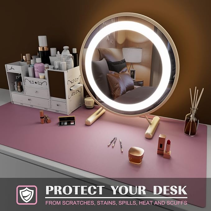 K KNODEL Small Office Desk Mat, Leather Mouse Pad (23.6"x13.8", Purple) | Desk Pad, Keyboard Pad, Computer and Laptop Mat, Desktop Protector and Cover, Writing Pad and Blotter for Home Office
