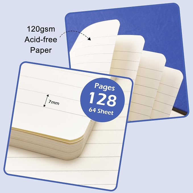 Ruled Notebook/Journal - Classic Lined Journal/Notebook, 5.3'' x 8.26'', Hardcover with Thick Paper, Banded + Pen Holder +Inner Pocket - Violet