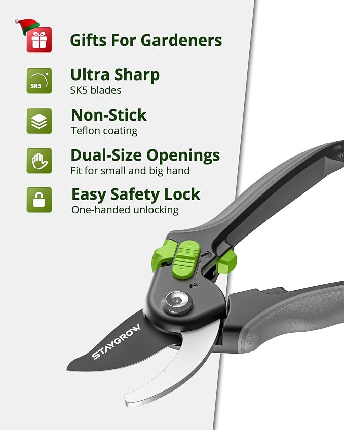 Gardening Scissors, Sharp Plant Trimming Scissors 2 Pack | Stainless Steel Pruning Shears for Precise Cuts Bonsai Clippers,8.5" Bypass Garden Clippers and 6.5" Curved Garden Shears