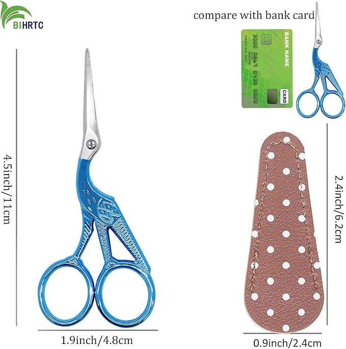 BIHRTC 4.5" Protect Cover Scissors, Stainless Steel for Handcraft | Stainless Steel, 4.5 Inch Sewing Scissors for Embroidery, Sewing, Crafting, Threading, Art Work, Needlework, DIY Projects
