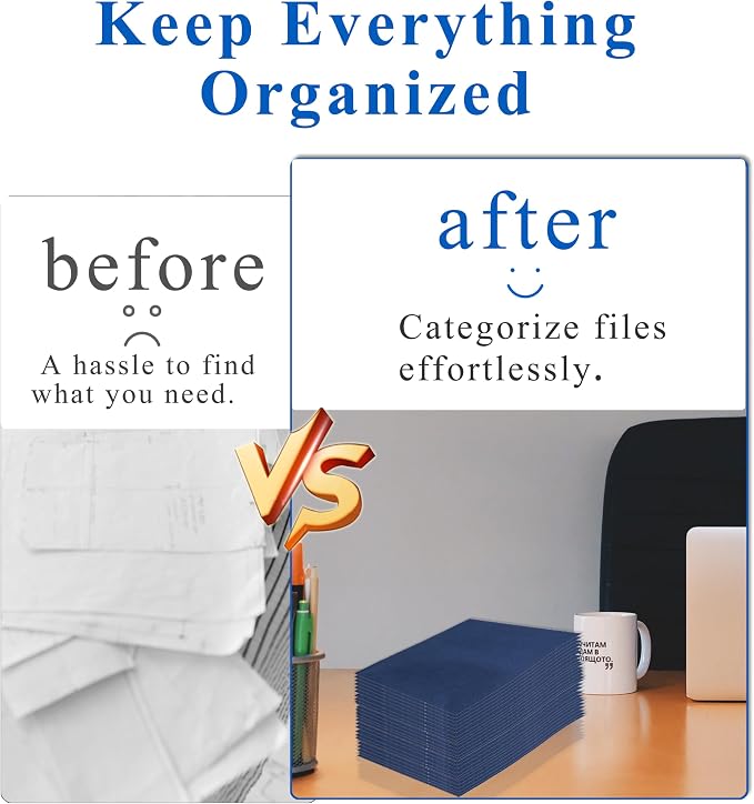 Zzrywuty File folders with Pockets,Navy Blue Two folders for documents,100 Pack Paper Folders with Card Slot,Letter Size,School Students,Business,Home and Office Workers