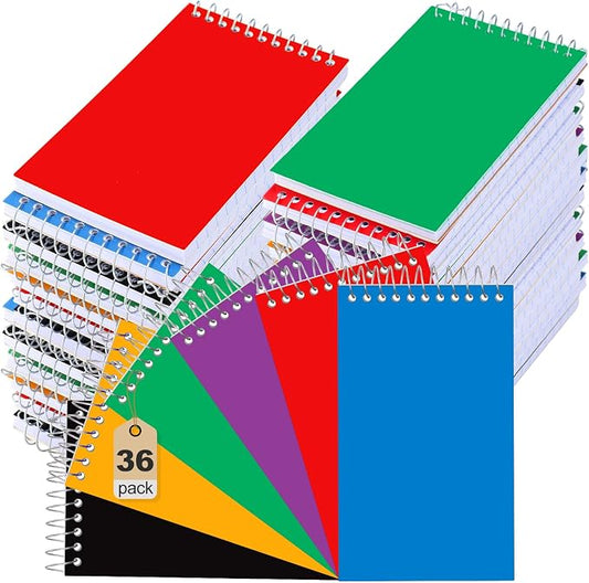 Leelosp 36 Pcs Small Spiral Notebooks 3 x 5 Inch, Pocket Memo Notepads with 75 Sheets Each, Mini Top Spiral Pads for Back to School Supplies Notes, Office Team, Nurses, Care Packages (Fresh Color)