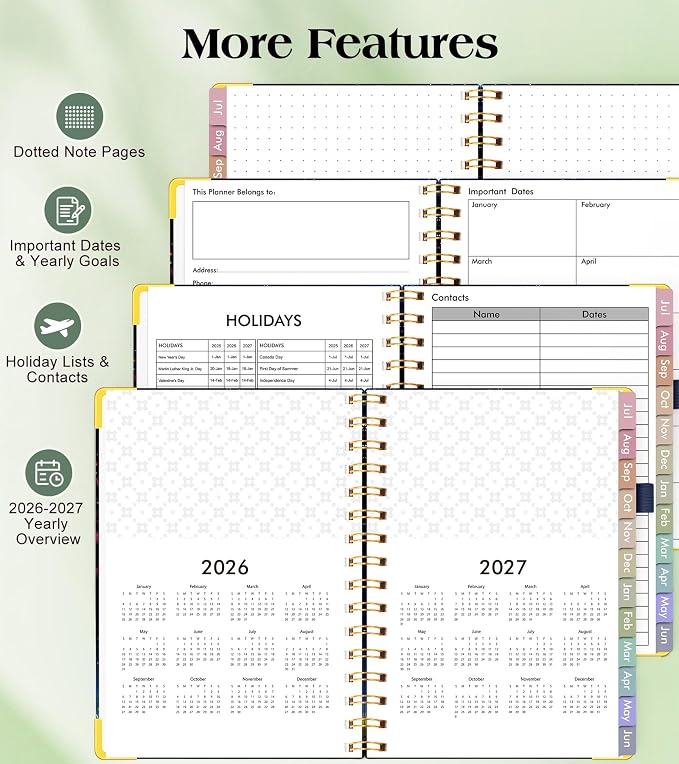 Academic Planner 2026-2027, Hardcover Weekly and Monthly Calendar Planner from July 2026 - June 2027, Daily Agenda Planners with Tabs, College School Organizer for Student Teacher, A5 (6.1" x 8.2"), Starfall Range