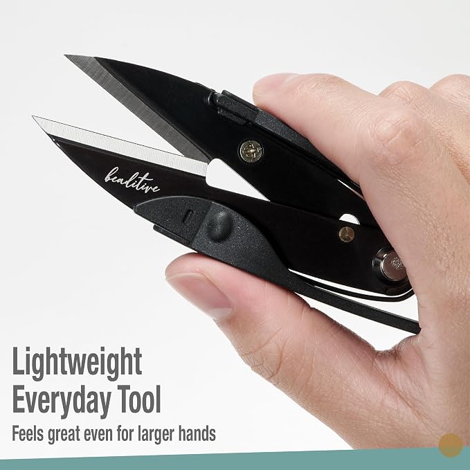 Beaditive Premium Thread Snips - Thread, Yarn, Embroidery Snipper for Sewing, Quilting, Knitting, Jewelry Making - High-Carbon Steel Blades with Protective Cap and Lanyard