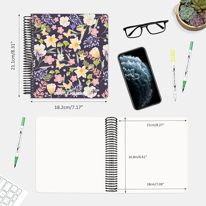 Hardcover Sketchbook,7.2"x8.3" Spiral Bound Drawing Pad,Violet Haze Garden | 150gsm(92lb)Acid-Free Thick Paper,Blank Art Journal for Adults,Artists&Beginners,Ideal for Sketching,Doodling and Mixed Media