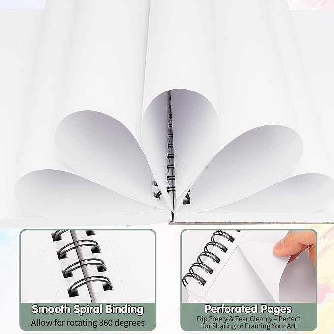FIXSMITH 9"X12" Green Sketch Book, 400 Sheets (68 lb/100gsm) Spiral Sketchbook, Acid Free Drawing Paper, Sketch Pad for Beginners,Artists & Professionals, Bright White