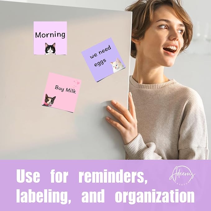 9 Pads Cute Sticky Notes Set, 3" x 3" Black Cat Self Stick Notepads, Funny Sticky Notes Set, Cat Stationery, Kawaii Adhesive Memo Pads, Cat Lover Gifts, Office Decor Desk Accessories, School Supplies