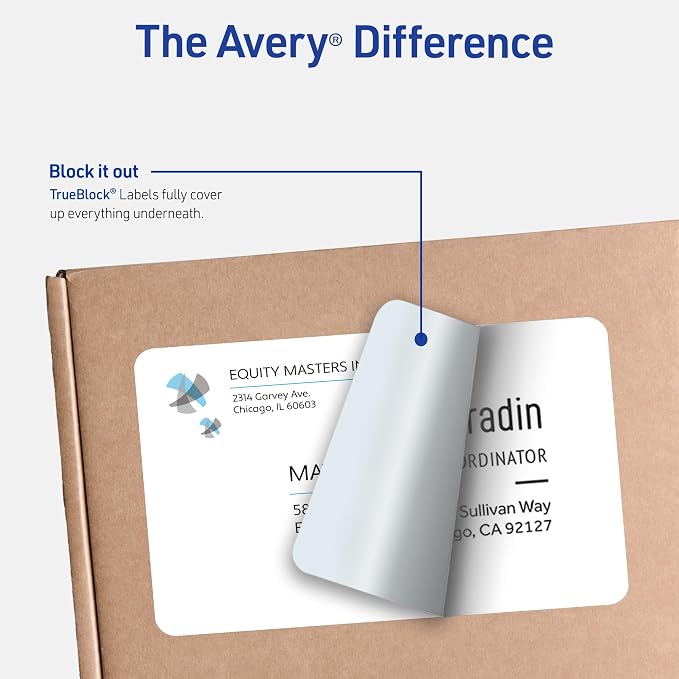 Avery Full-Sheet Printable Shipping Labels, 8.5" x 11" Customizable Stickers, White, 25 Blank Mailing Labels, Great for Mailing, Shipping, Organizing, and More (8165)