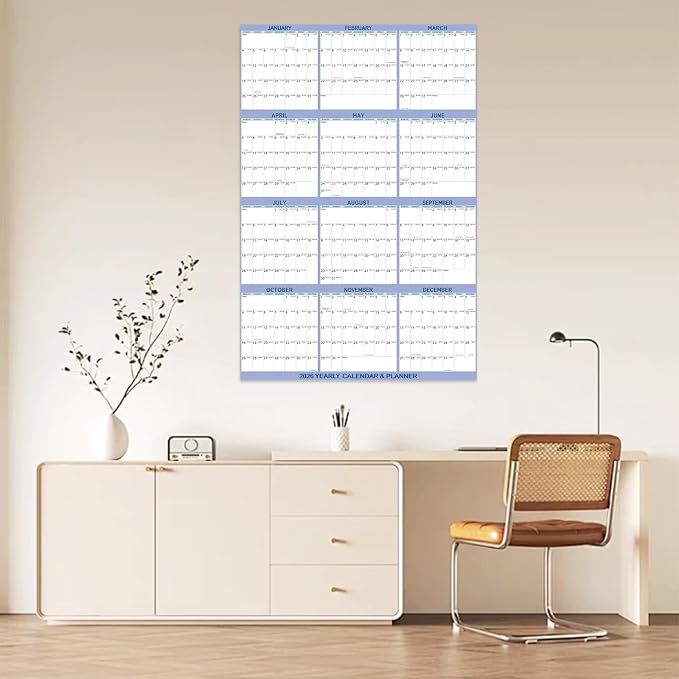 2026 Wall Calendar 24" x 36" Dry Erase Calendar for Wall from January 2026 to December 2026 12 Month Annual Large Yearly Wall Planner for Office School(Light Purple)