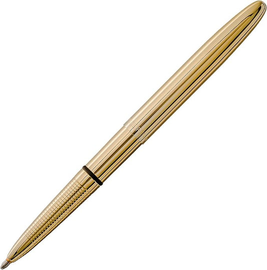 Fisher Space Pen Solar Flare Gold Titanium Nitride Bullet Pen, Pressurized Ballpoint Pen, Compact Size, Writes Upside Down, Extreme Temperatures, Black Ink, Medium Point, Gift Box, Made in USA