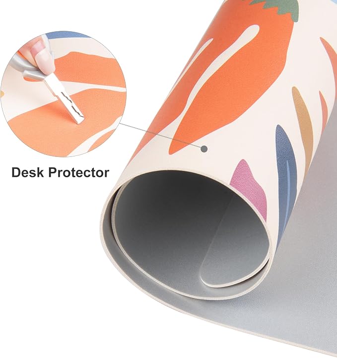 Colorful Star Abstract Floral PU Leather Large Mouse Pad, 31.5" x 15.7" | Waterproof Non-Slip Computer Gaming Desk Mat, XXL PC Laptop Protector Pads, Desk Writing Pads for Office Home