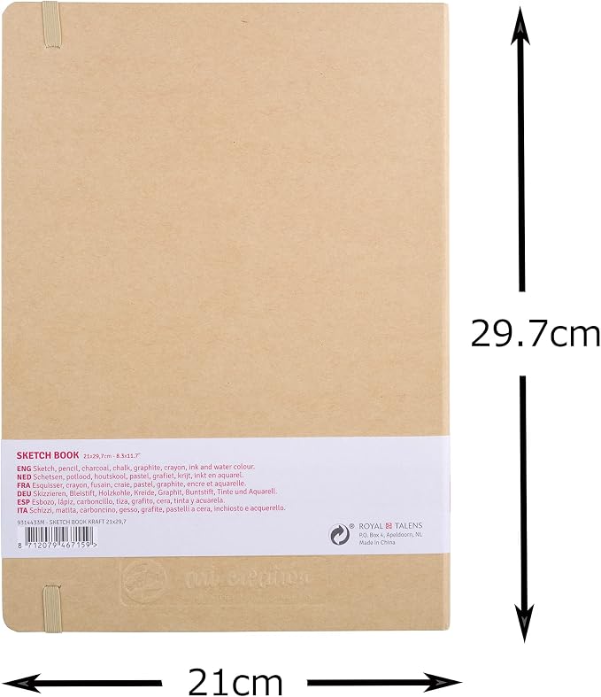 Talens Japan T9314-433M 452280 Art Creation Sketchbook, Drawing Notebook, 8.3 x 11.8 inches (21 x 30 cm), Craft Paper