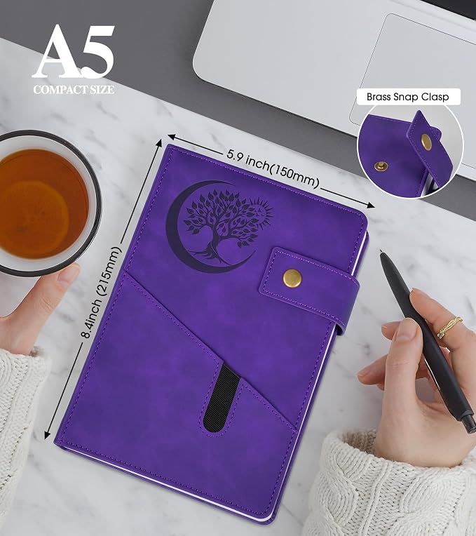 PAIBAS Blank Journal Notebook, A5 Hardcover Leather Sketchbook with 200 Pages Thick Blank Paper for Men Women, Unlined Drawing & Writing Journal, 5.9" x 8.4" Plain Notebook (purple)