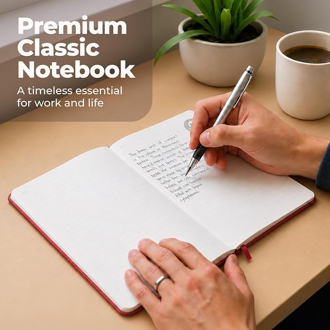 A5 Premium Leather Journal Red 5.8x8.3" Lined Leather Notebook 300 Pages | Journal for men & women, leather bound journal for men, journal notebook. Durable notebook for everyday writing.