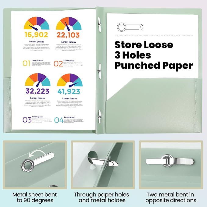 GNL Plastic Folders with Pockets and Prong, Pack of 5, Muted Pastel Colors, Heavy Duty 2 Pocket File Folders Letter Size, Folders with Prongs for School, Home, and Office