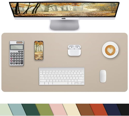Small Desk Mat,Leather Desk Pad Protector,Desk Mouse pad,Office Desk mat,Laptop Mat for Desk, Non-Slip PU Leather Desk Blotter,Waterproof Desk Writing Pad for Office/Home(31.5"x15.7",Apricot)