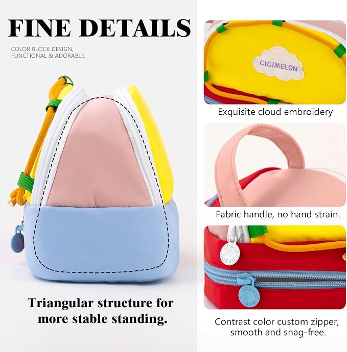 CICIMELON Large Capacity Pencil Case, Cute Aesthetic Pencil Pouch with 3 Compartments, Big Pencil Bag Organizer for School Supplies, Pen Holder for Kids, Girls, Boys, Students