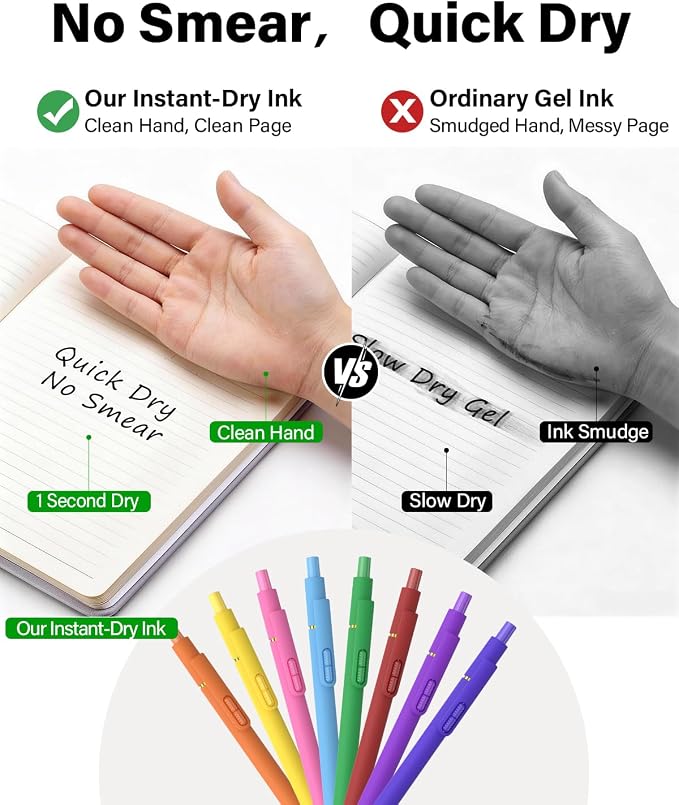 inkipen Colorful Fidget Pens, 16 Pcs 0.5mm Fine Point Retractable Smooth Writing Pen, Quick Drying Colored Ink Pens for Journaling School Office Supplies, Dopamine+Vintage Colors