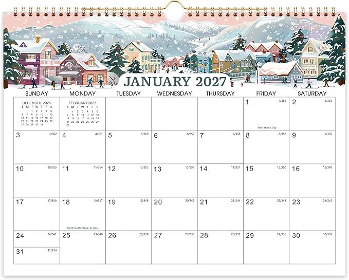 Calendar 2026-2028 - Wall Calendar 2026-2027, Jul. 2026 - Jun. 2028, 2 Years, 14.8'' x 11.6'', with Julian Dates, Hanging Hole, Thick Paper, Landscape Calendars
