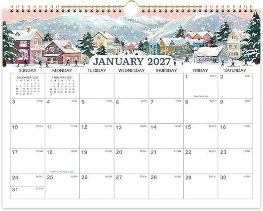 Calendar 2026-2028 - Wall Calendar 2026-2027, Jul. 2026 - Jun. 2028, 2 Years, 14.8'' x 11.6'', with Julian Dates, Hanging Hole, Thick Paper, Landscape Calendars