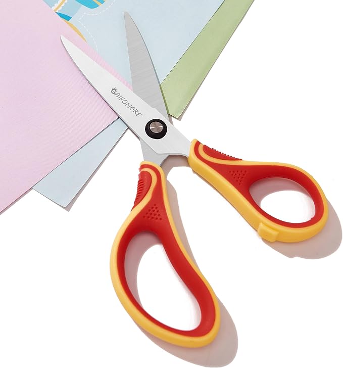 7" Student Scissors Set of 3-pack,Pointed Tip Blades,Kids Scissors Ages 8-10 8-12 8-16 for School Crafting Project,Great for DIY, Arts, Home, Red/Pink/Blue