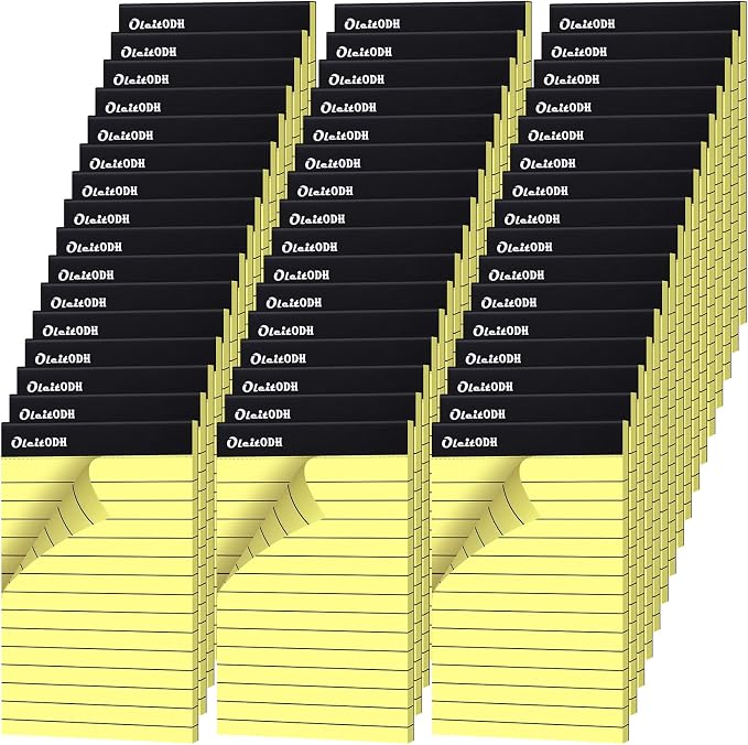 Oleitodh 48 Pack 3 x 5 Inch Notepads Yellow Memo Pads Writing Pads | Perforated Lined Pages with 30 Sheets Each, Small Note Pads for Office, School and Home; Pocket Memo Pads for Lists and Notes