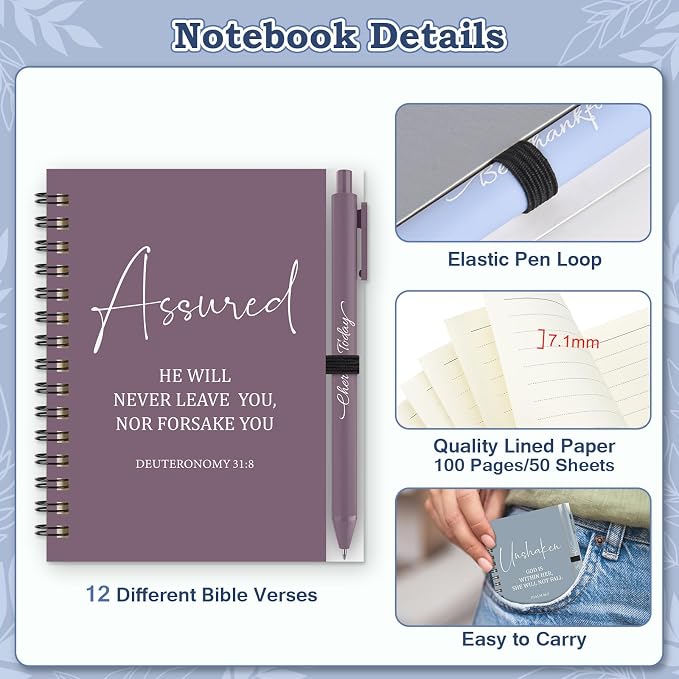 36 Pcs Christian Bulk Gifts for Women: Boho Prayer Journal Religious Gifts | 12 Bible Verse Spiral Notebooks, 12 Scripture Pens, 12 Magnetic Bookmarks, Small Church Journal for Bible Study Groups Pastor