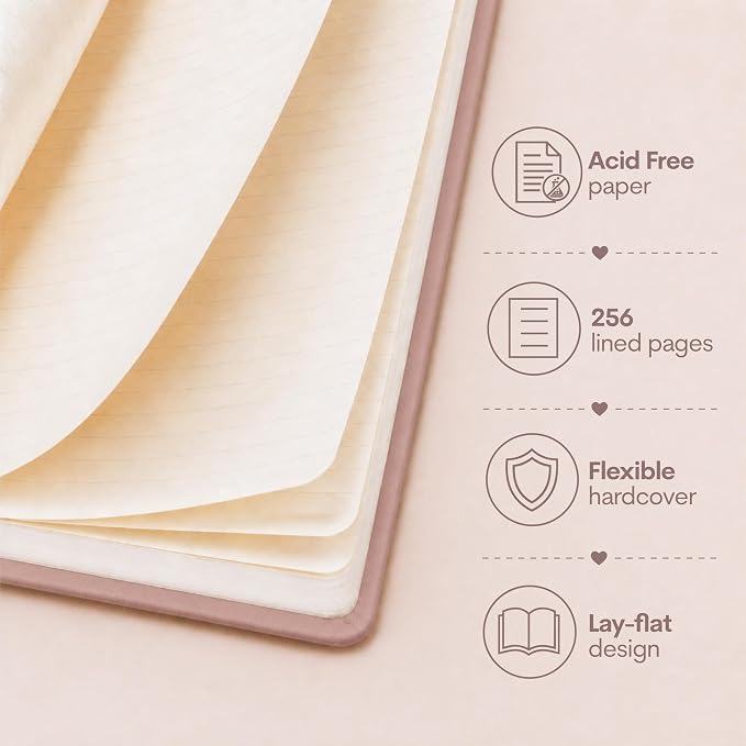 WORLD TRAVELER Eccolo A5 Hardbound Journal Notebook 256 Ivory Lined Pages | Sturdy Flexible Hardcover, 80GSM Acid-Free Ivory Pages, Smyth-Sewn Lay-Flat Binding, Ribbon Bookmark