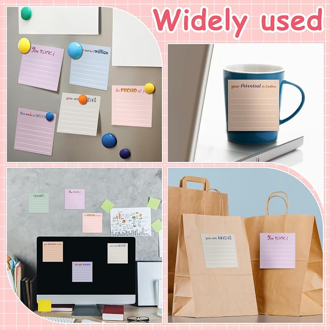 Yinder 12 Pcs Inspirational Sticky Notes, Back to School Supplies, Cute Motivational Sticky Notes Pad Employee Appreciation Gifts Bulk for Teacher Coworker Office 3 x 3'' (Appreciation,Aesthetics)