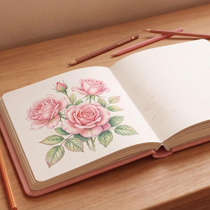 Hardcover Pocket Sketchbook, 5" x 5" Square Mini Sketchbook, 98lb/160gsm Heavyweight Tiny Sketch Book, 80 Sheets Small Travel Drawing Journal for Adults, Artist, Ideal for Gift (Pink)