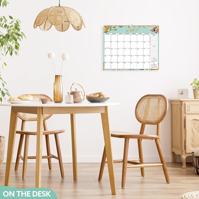 2026-2027 Wall Calendar, 14.5" x 11.8" 18 Month Watercolor Floral | July 2026-December 2027 120Gsm FSC-Certified Paper Monthly Calendar, Twin-Wire Binding, Ruled Blocks, Holiday Reference