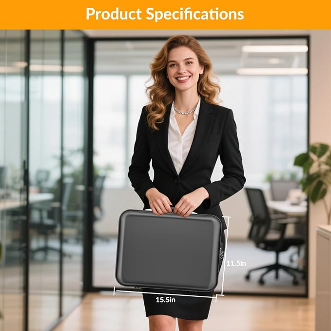 onvvippiv Hard Case Fireproof Document Box with Lock Zipper | Important File Organizer Waterproof Portable Home Office Travel Storage Accordion Folder for Letter A4 Laptop Files
