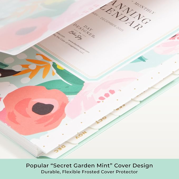 Blue Sky 2026 Weekly & Monthly Planner Calendar, 5"x8", Secret Garden Mint | January 2026 - December 2026, Flexible Cover, Durable Twin Wire Binding, Storage Pocket, Stickers