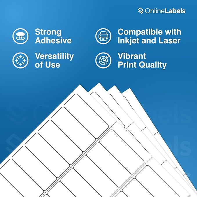 OnlineLabels 2.625" x 1" Address Labels - White Matte - 1,000 Sheets | Permanent Adhesive, Blank Rectangle Labels, Inkjet & Laser Compatible, Ideal for Address, Shipping, & Barcodes