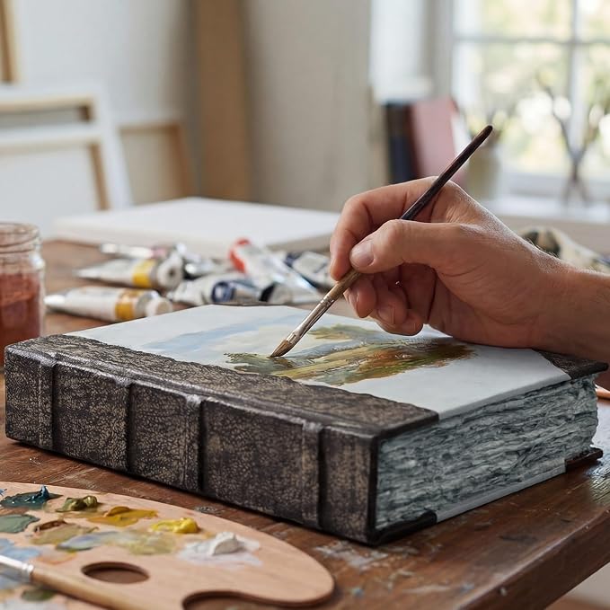 Rustic Vintage Leather Bound Journal - 200 Pages Handmade Antique Deckle Edges Watercolor Paper - Book of Shadows/Spell - Writing Notebook Sketchbook for Women and Men - 10''x7'', Grey